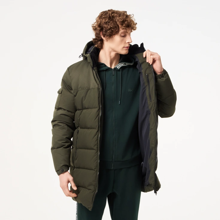 Мужской стёганый пуховик Lacoste с капюшоном
