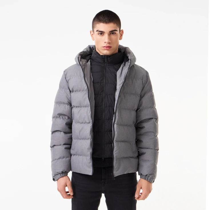 Мужской стёганый пуховик Lacoste с капюшоном