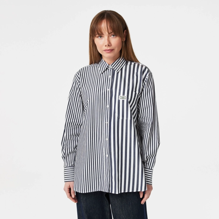 Женская рубашка Lacoste x Bandier из хлопкового поплина в полоску