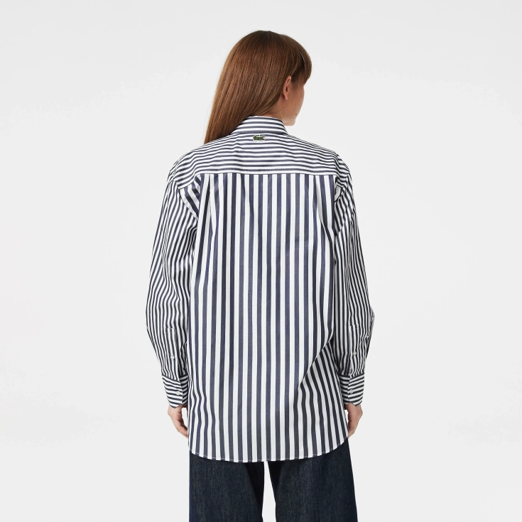 Женская рубашка Lacoste x Bandier из хлопкового поплина в полоску