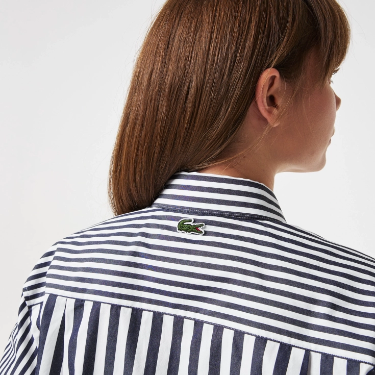 Женская рубашка Lacoste x Bandier из хлопкового поплина в полоску