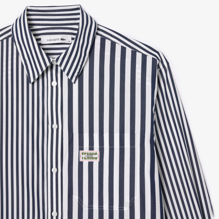 Женская рубашка Lacoste x Bandier из хлопкового поплина в полоску