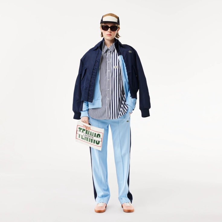 Женская рубашка Lacoste x Bandier из хлопкового поплина в полоску