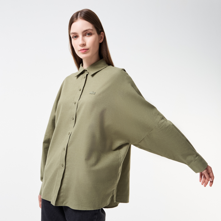 Женская хлопковая рубашка Lacoste Loose Fit