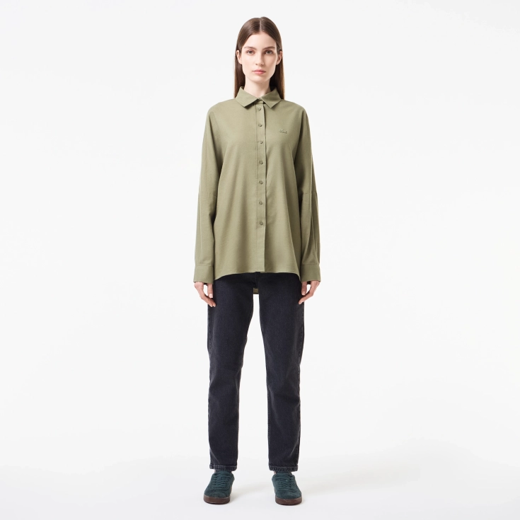 Женская хлопковая рубашка Lacoste Loose Fit