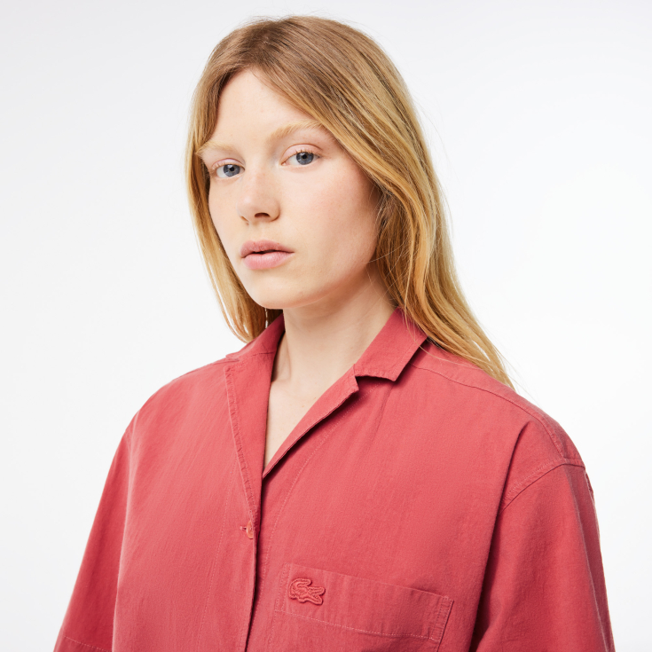 Женская рубашка Lacoste OVERSIZED с коротким рукавом