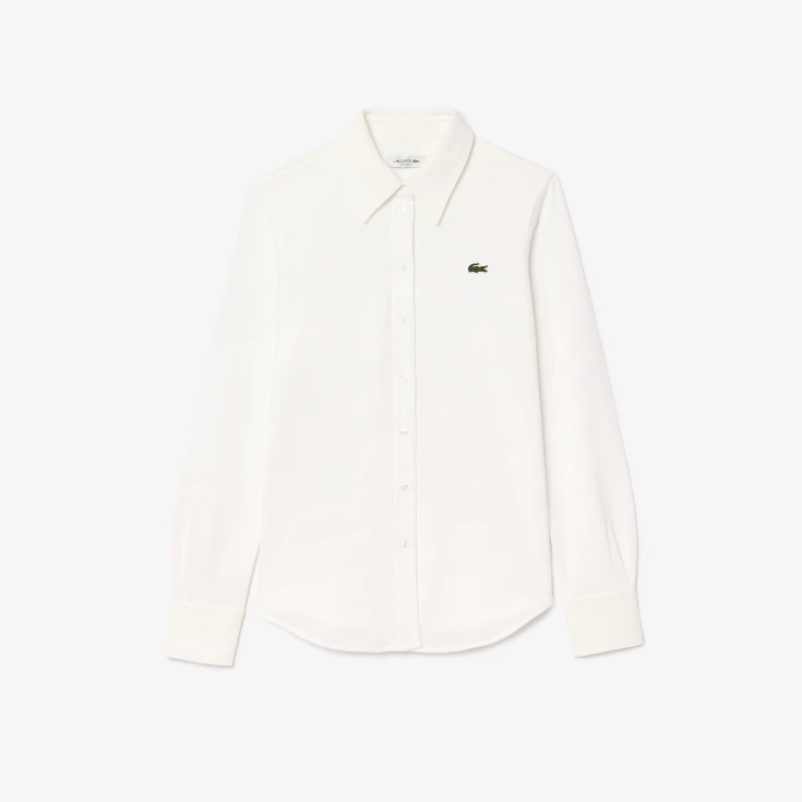 Женская хлопковая рубашка Lacoste с нашивкой-логотипом