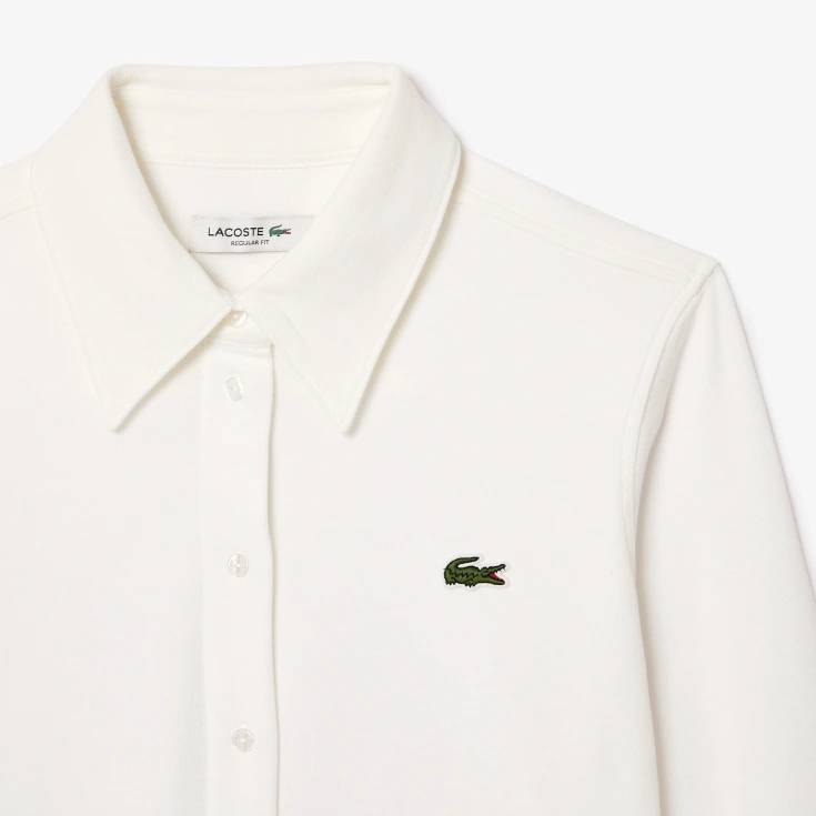 Женская хлопковая рубашка Lacoste с нашивкой-логотипом