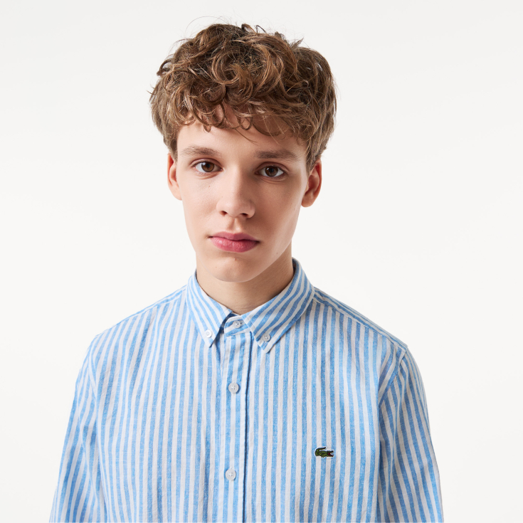 Мужская рубашка Lacoste Slim Fit в полоску
