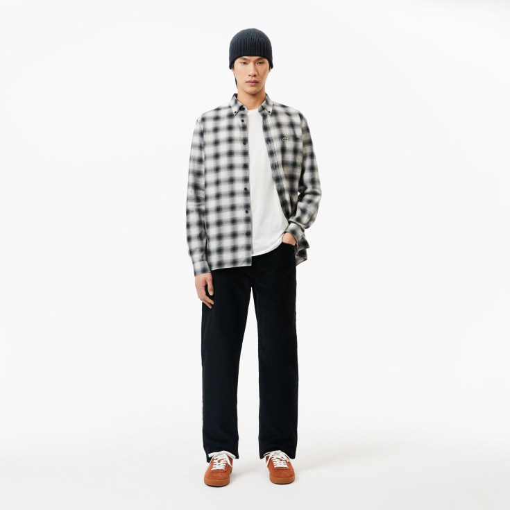 Фланелевая рубашка Lacoste Slim Fit в клетку из смеси хлопка и шерсти
