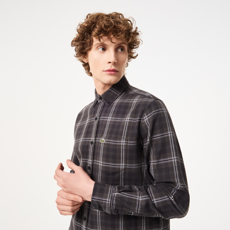 Мужская хлопковая рубашка Lacoste в клетку