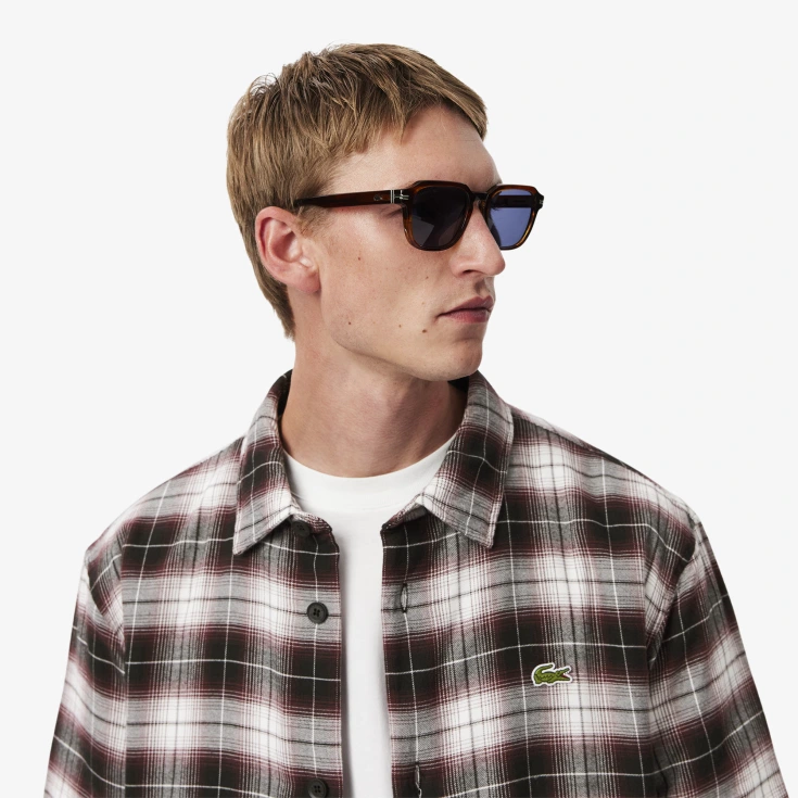 Мужская утеплённая клетчатая рубашка Lacoste в клетку