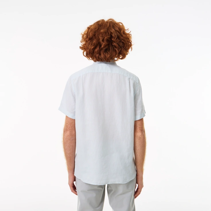 Мужская льняная  рубашка Lacoste с коротким рукавом