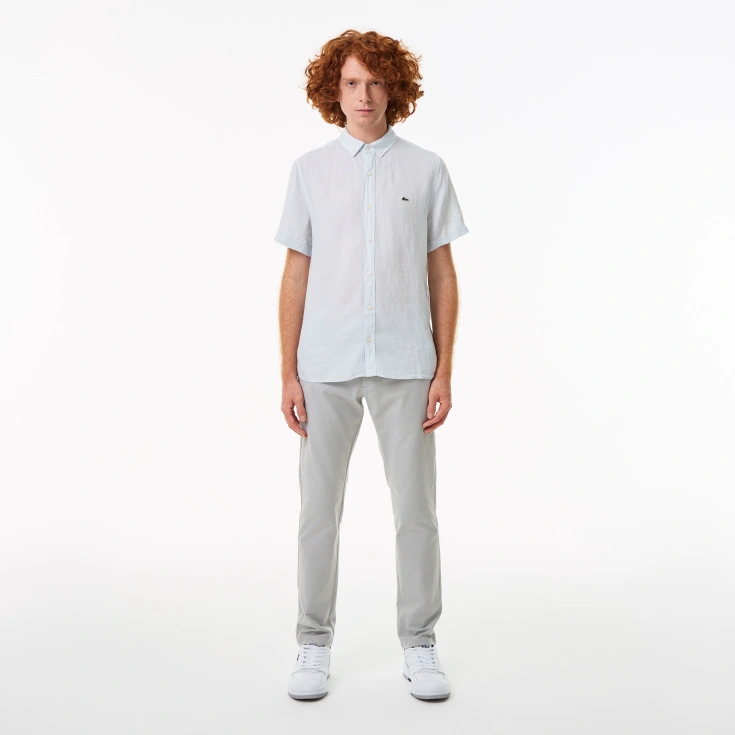 Мужская льняная  рубашка Lacoste с коротким рукавом