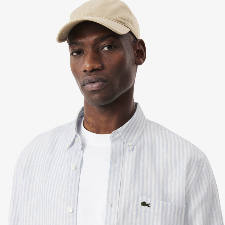 Мужская льняная рубашка Lacoste в полоску