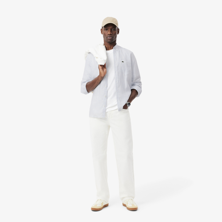 Мужская льняная рубашка Lacoste в полоску