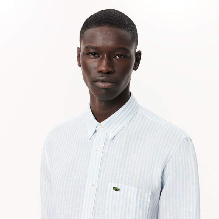Мужская льняная рубашка Lacoste в полоску
