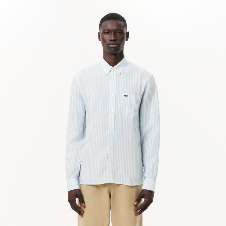 Мужская льняная рубашка Lacoste в полоску