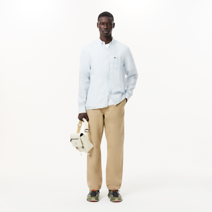 Мужская льняная рубашка Lacoste в полоску