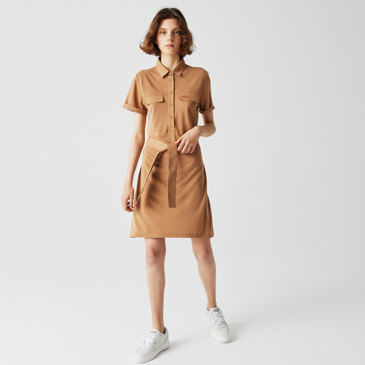 Женское платье Lacoste с коротким рукавом и воротником-рубашкой