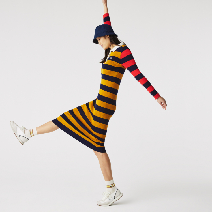 Женское платье-поло Lacoste в полоску