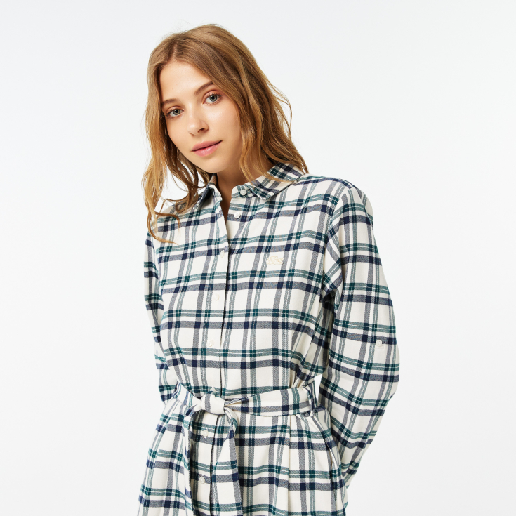 Женское платье Lacoste в клетку с поясом