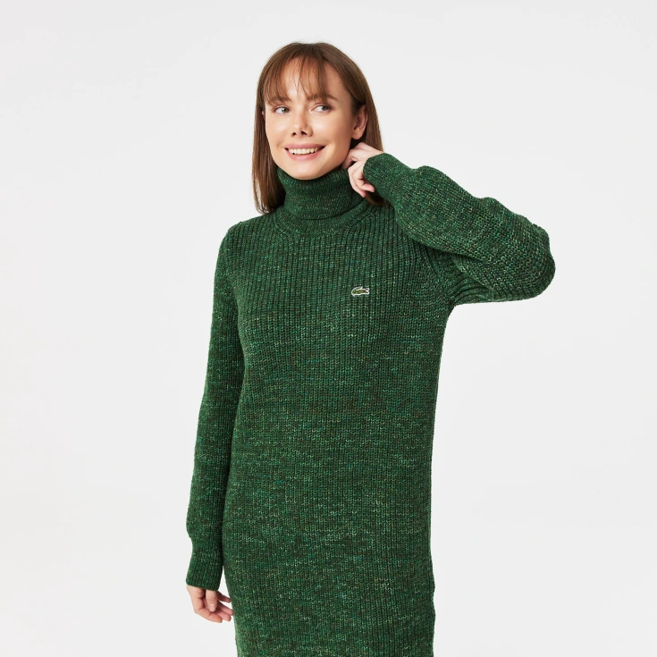 Шерстяное платье Lacoste с высоким воротом