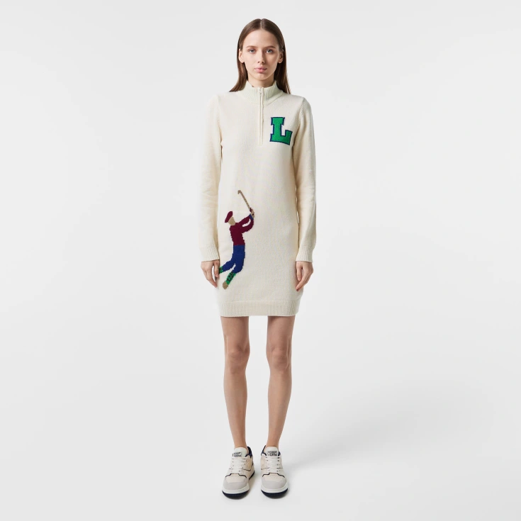 Женское платье Lacoste с высоким воротом на молнии