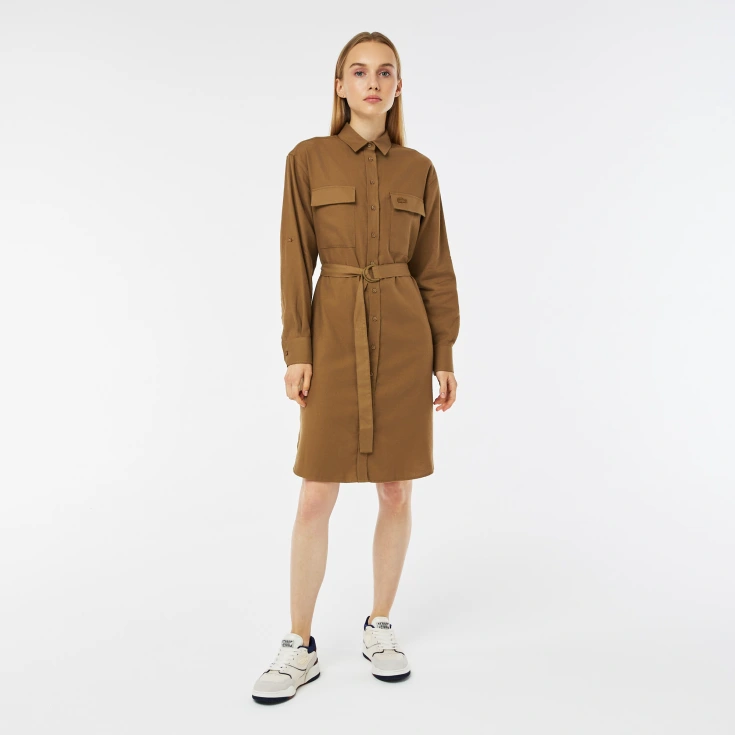 Платье Lacoste Regular Fit с длинными рукавами и поясом