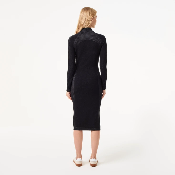 Женское облегающее длинное платье Lacoste на молнии с длинным рукавом