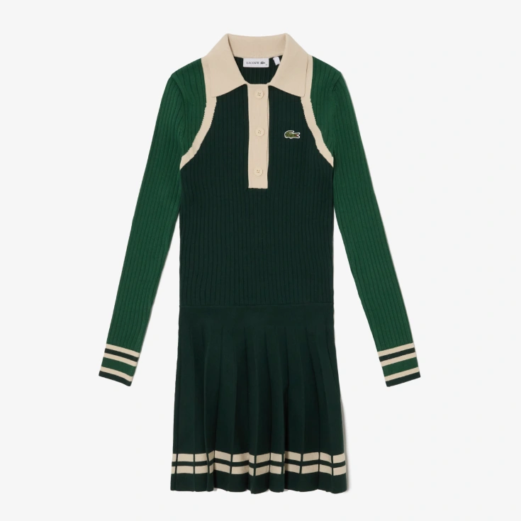 Женское эластичное платье Lacoste с длинным рукавом