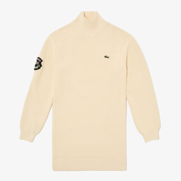 Женское трикотажное платье Lacoste с длинным рукавом и высоким воротом