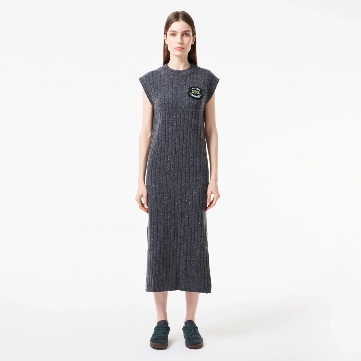 Женское обтягивающее шерстяное платье Lacoste
