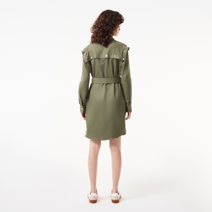 Женское платье Lacoste Relaxed Fit с поясом и длинным рукавом