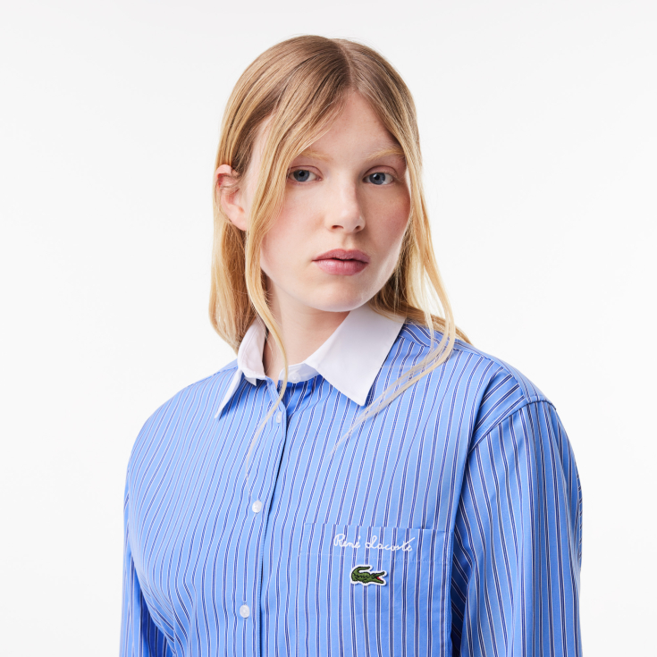 Платье - поло Lacoste в полоску с длинным рукавом и поясом