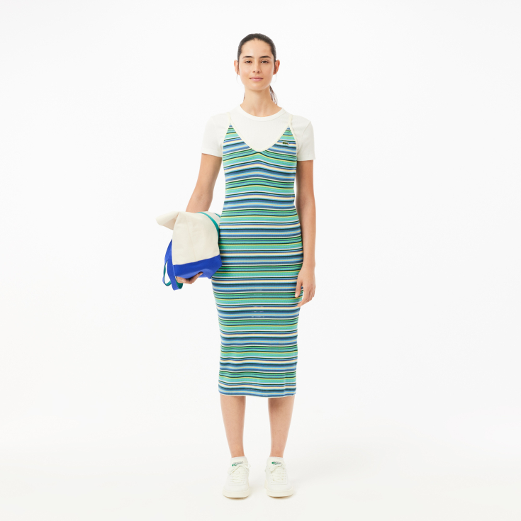 Женское длинное платье Lacoste в полоску