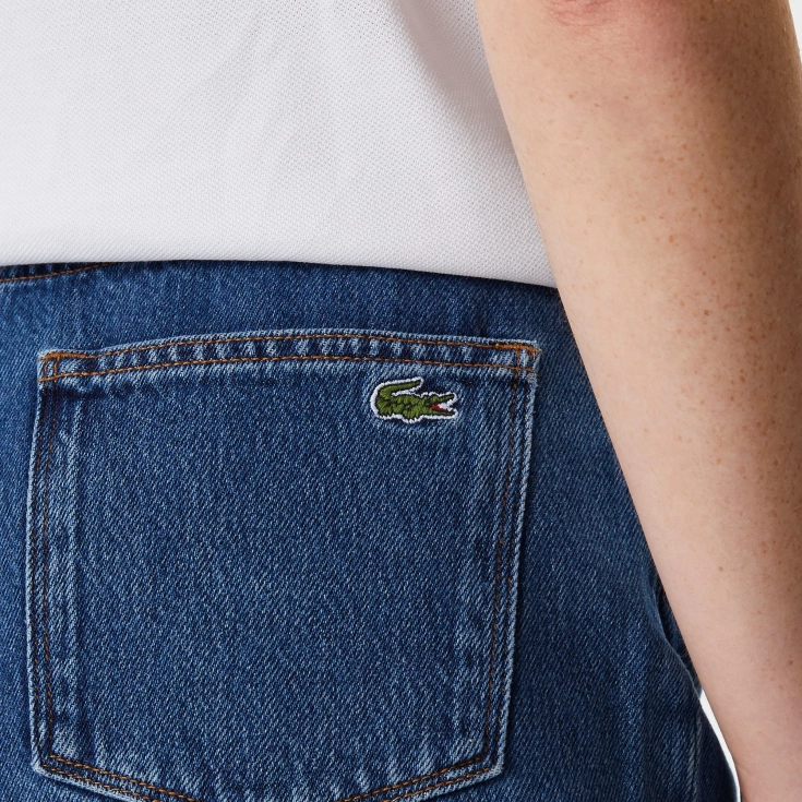 Женские короткие джинсовые шорты Lacoste на пуговице