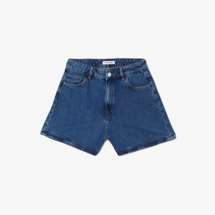Женские короткие джинсовые шорты Lacoste на пуговице