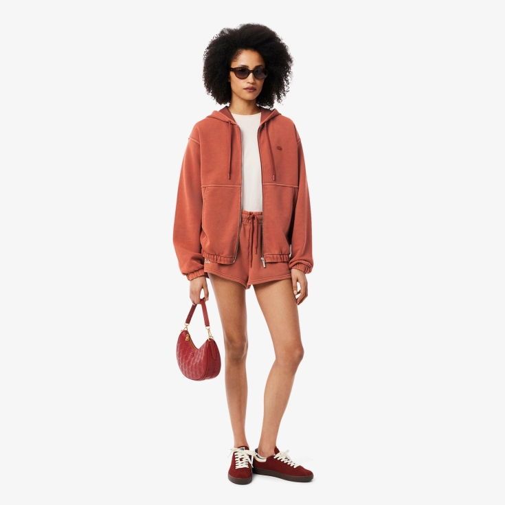 Короткие шорты Lacoste с эффектом стирки