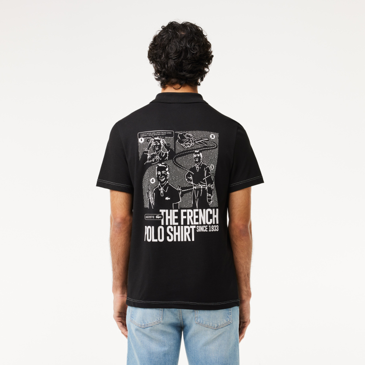 Мужское поло Lacoste с контрастным принтом