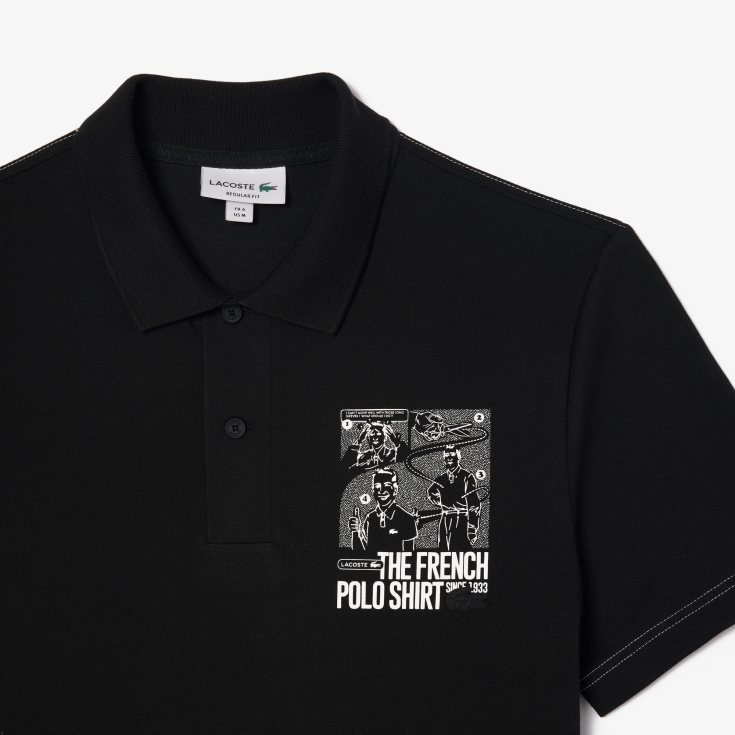 Мужское поло Lacoste с контрастным принтом