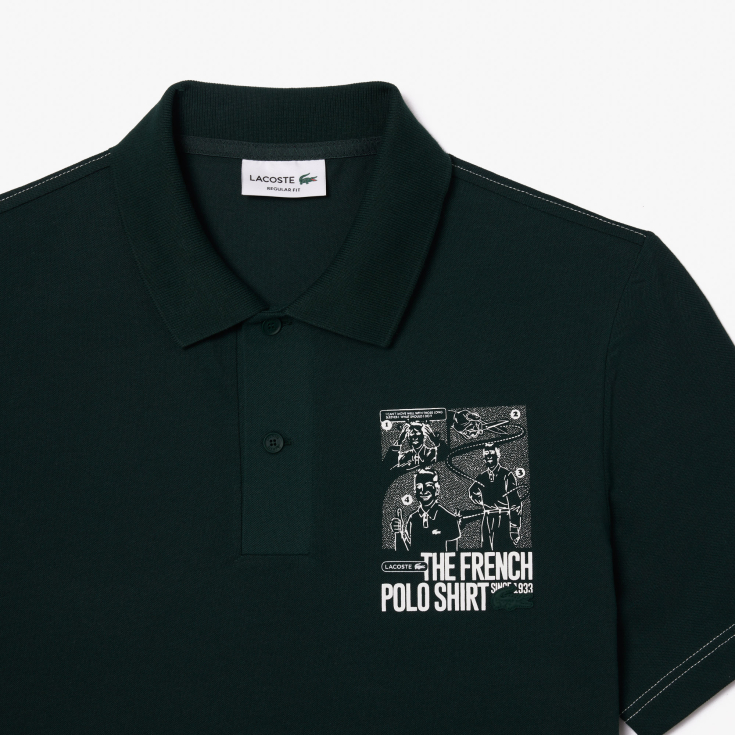 Мужское поло Lacoste с контрастным принтом