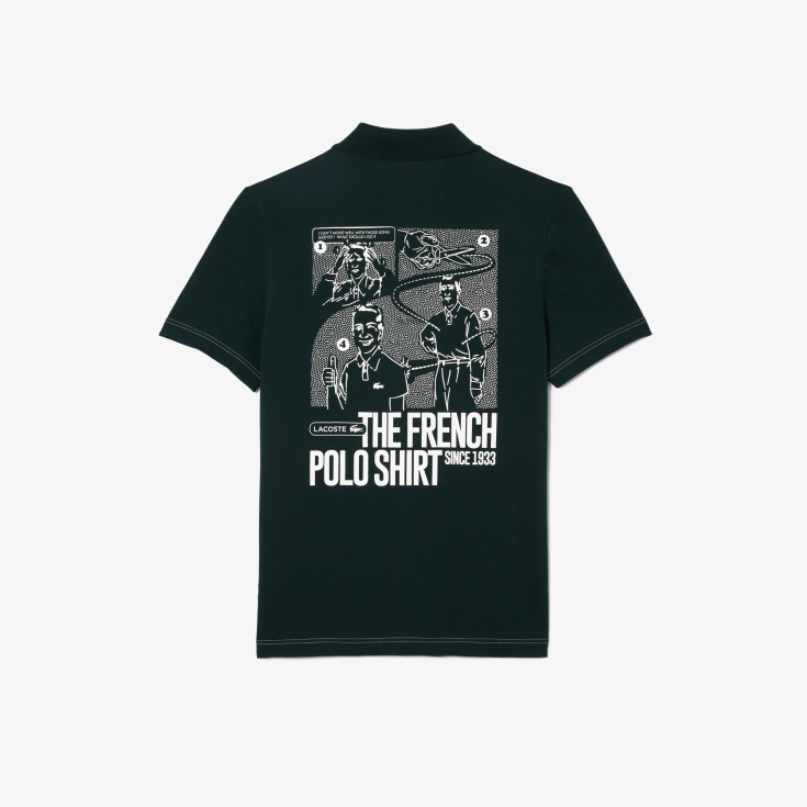 Мужское поло Lacoste с контрастным принтом