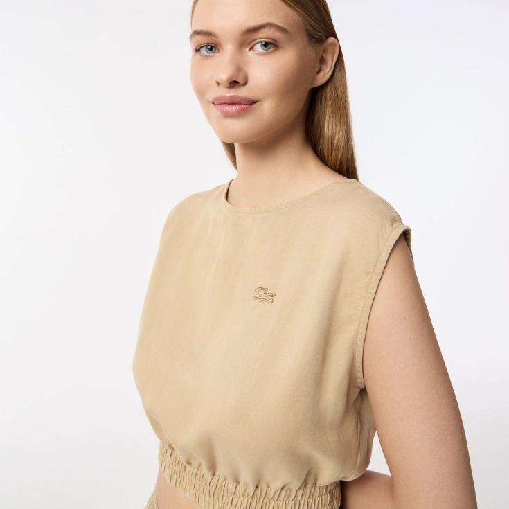 Женская лёгкая рубашка Lacoste из смеси льна