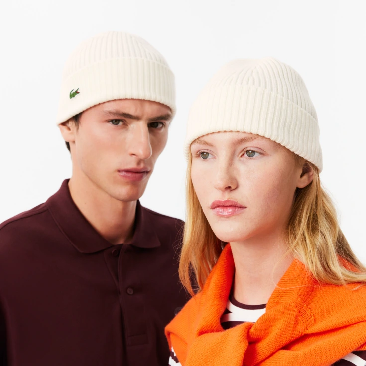 Шерстяная шапка Lacoste Unisex в рубчик