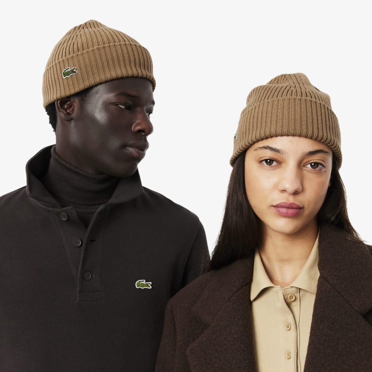 Шерстяная шапка Lacoste Unisex в рубчик