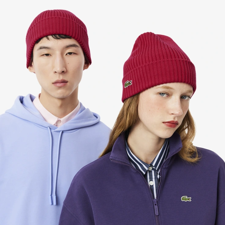 Шерстяная шапка Lacoste Unisex в рубчик