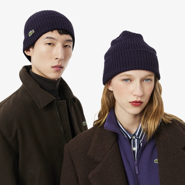 Шерстяная шапка Lacoste Unisex в рубчик