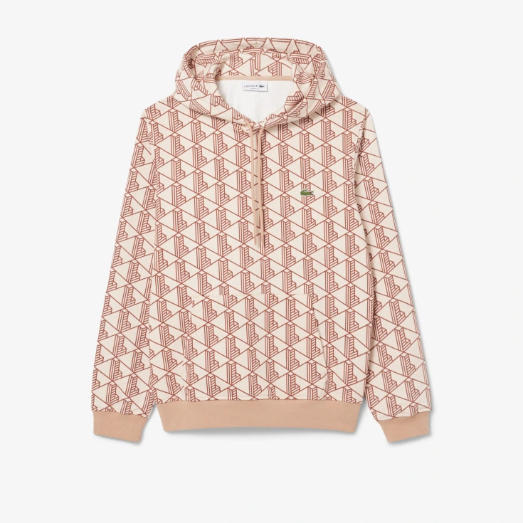 Мужская флисовая толстовка - худи Lacoste Monorgam