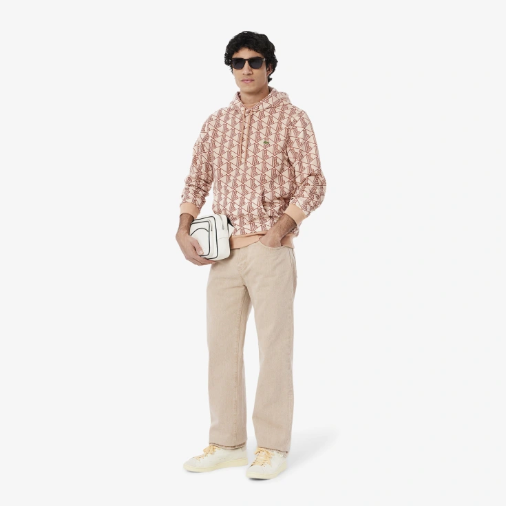 Мужская флисовая толстовка - худи Lacoste Monorgam